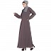 Designer embroidery umbrella abaya-Ash brown
